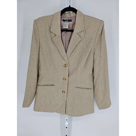 Vintage Silk Exchange Womens Sz M 100% Silk Blazer Jacket Beige Tan - Picture 1 of 3